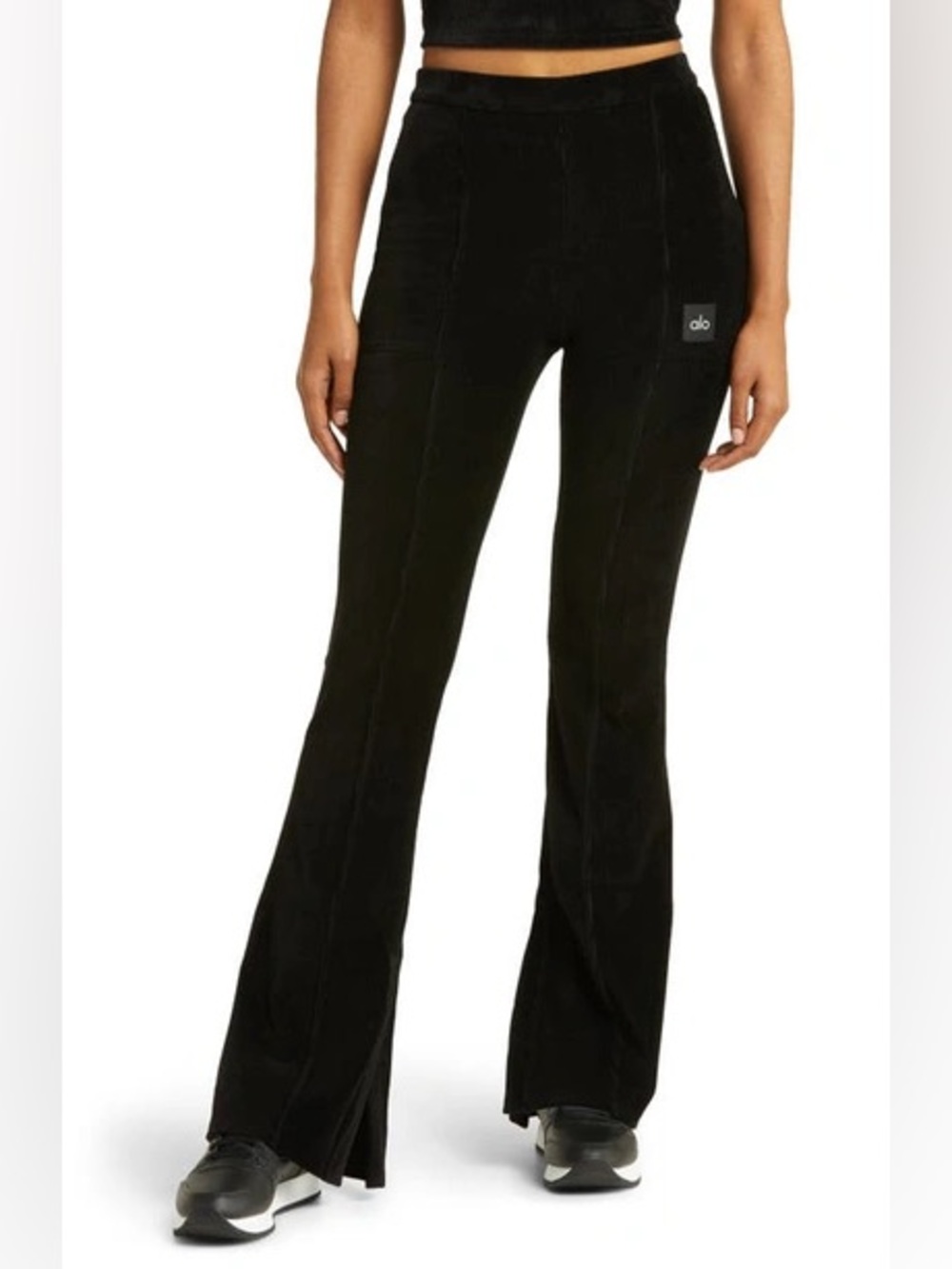 Alo Yoga black high waist flare corduroy pants size small